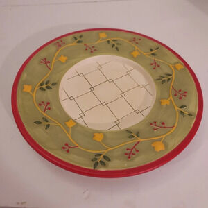 Yankee Candle Lori Large Jar Plate Only - Greens, Reds, Yellow and Cream